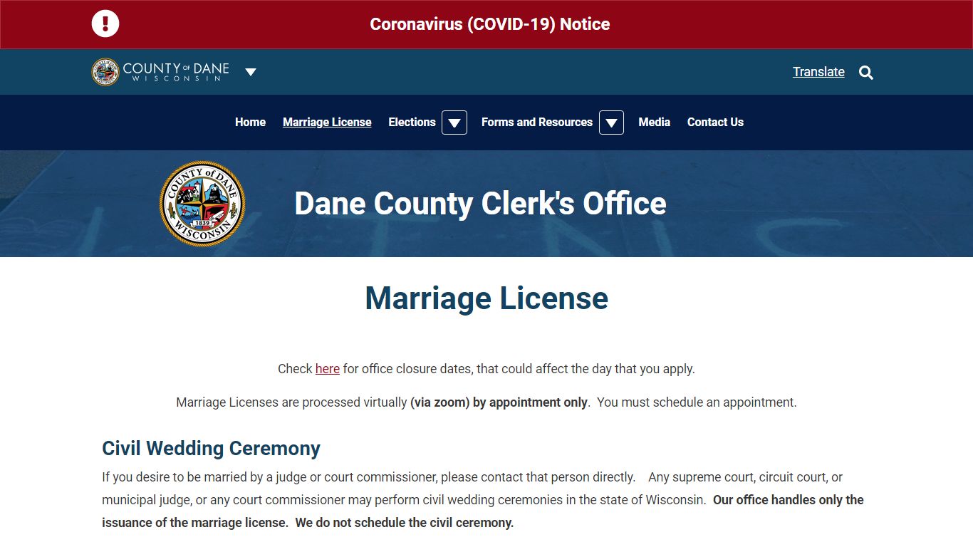 Marriage - Dane County, Wisconsin